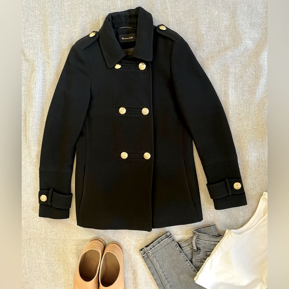 Navy blue peacoat by Massimo Dutti